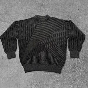 Vintage 90s Giorgio di Firenze Italian Wool Blend Knit Sweater Mens Large Gray